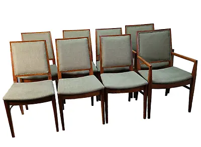 Mid-Century Modern Set Of 8 John Stuart Teak Wood Dining Room Chairs Marked • $4500