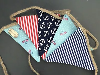 Nautical Handmade Fabric Mini Bunting - Seaside Coastal Decor • £9.75