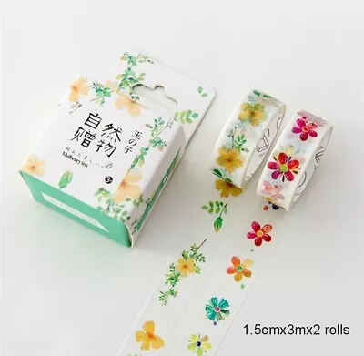 $3.60 • Buy Spring Flowers Washi Tape 15mmx3m 2 Rolls MT411B