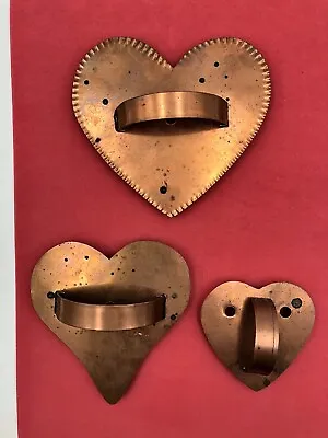 Vintage MICHAEL BONNE 3 Copper Heart Cookie Cutters 2 Signed 1 Unsigned MARTHA • $225