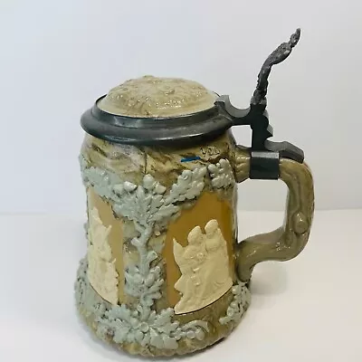 Vintage Villeroy & Boch Metlach Pottery Beer Stein Cameo Lid 1467 • $139.95