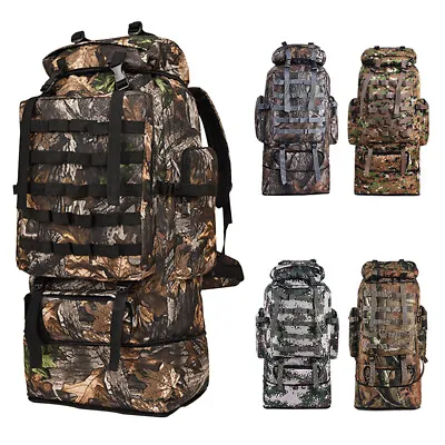 100L Large Camping Backpack Waterproof Hiking Military Camo Travel Tactical Bag • $21.46