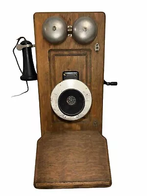Antique Western Electric Oak Wood Box Wall Hand Crank Telephone • $250