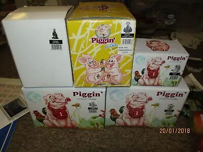 JOB LOT BOXED Piggin 5 X Collectible Pig Figures David Corbridge Lottery SICK • £15