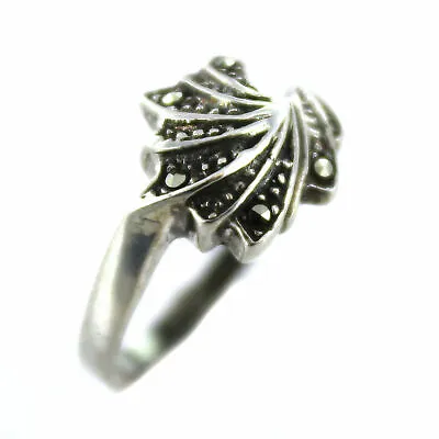 Faceted Marcasite Set In Flower Twist Sterling Silver Women's Ring Size 6.5 • $44.80