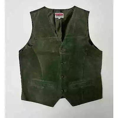 RAGAZZI Men's Vintage Green Real Leather  Cowboy Western Biker Vest Size S #101A • $5