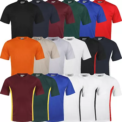 New Mens Breathable T Shirt Cool Dry Running Sports Performance Wicking Gym Top • £4.99