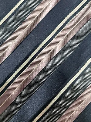 Hugo Boss Made In Italy Magenta Red Dusk Blue Striped Silk Necktie Tie Hoc23 • $29.99