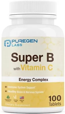 Puregen Labs Super B Energy Complex With Vitamin C 100 Vegetarian Tablets • $9.95