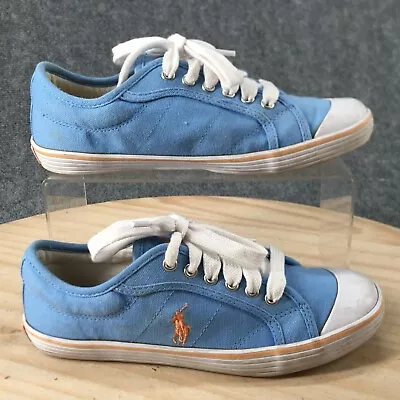 Polo Ralph Lauren Shoes Womens 6.5 B Marin Casual Cap Toe Sneakers Blue Fabric • $90.99