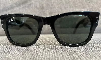 Ray-Ban Mega Wayfarer Polarized Polished Black/Green 51mm Sunglasses RB0840S 901 • $80