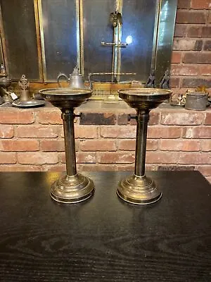 Pair Of Antique Vintage Telescopic Adjustable Brass Altar Candle Holders • $125