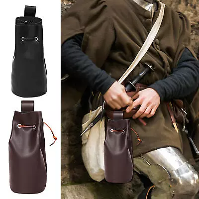 Medieval Leather Pouch Drawstring Purse Vintage Belt Pouch Bag Cosplay • $10.53