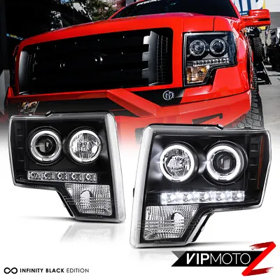 2009-2014 Ford F150 F-150 Black Halo LED Projector Headlights DRL SMD LEFT+RIGHT • $174.74