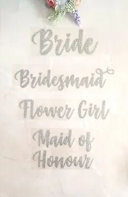 £2.69 • Buy Wedding Iron On Heat Tshirt Transfer Bride Bridesmaid Party Silver Glitter Vinyl