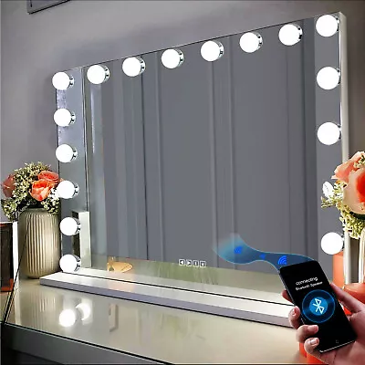 FENCHILIN Bluetooth Hollywood Vanity Make Up Mirror With Lights 18 LED Light Up • £139.99