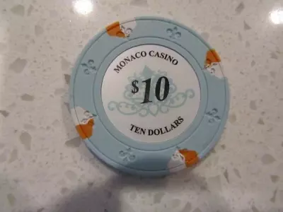 $10 Monaco Casino Chip Lite Blue + FREE Las Vegas Nevada Poker Chip • $7.15