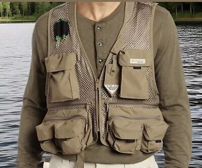 Columbia PFG Fly Fishing Cargo Cool Creek Mesh Vest Jacket Pockets Men's Large • $33.99