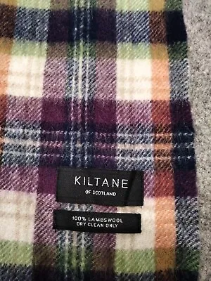 Kiltane Of Scotland Scarf Claret Green Black Check Pattern 100% Lambswool New • £7.25