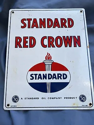 Vintage Standard Red Crown Porcelain Motor Oil Sign 12' X 15  • $114