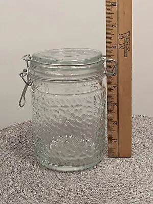 Vintage Textured /Embossed Glass Canister Wired Lever Closer Closure 5 1/2 In • $10