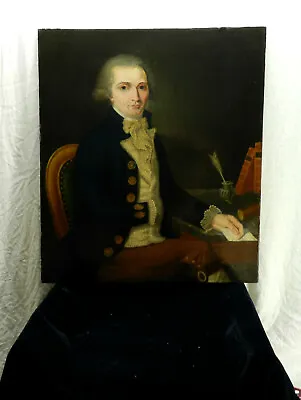  Portrait Of A Naval Officer  Boulley Pinxit 1794 Oil On Canvas Restored • £1205.25