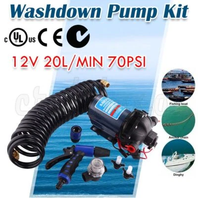 $145.95 • Buy Wash Pump Washdown KIT 12V 20L/min 70 PSI For Deck Caravan Rv Boat Marine Yacht