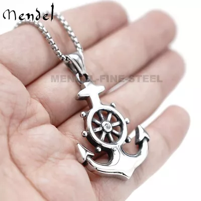 MENDEL Mens Stainless Steel Nautical Surfing Beach Anchor Pendant Necklace Men • $11.99