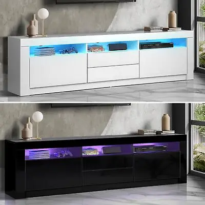 $239.90 • Buy Oikiture TV Unit Entertainment Unit TV Cabinet Stand Gloss LED 180CM Black White