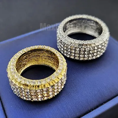 Ring Full Iced Icy Rapper Cubic Zirconia Hip Hop Gold Plated Luxury Size 8 ~ 12 • $13.99