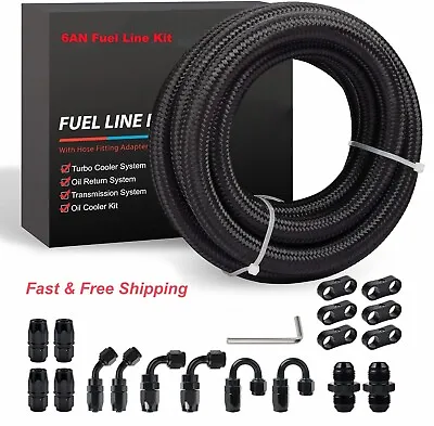 AN6 - 6AN Nylon Steel Braided OIL FUEL Line Fitting Transmission Oil Cooler Line • $76.50