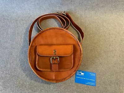Leather 9  Circle Bag Round R9P Purse Shoulder Bag • $51.54