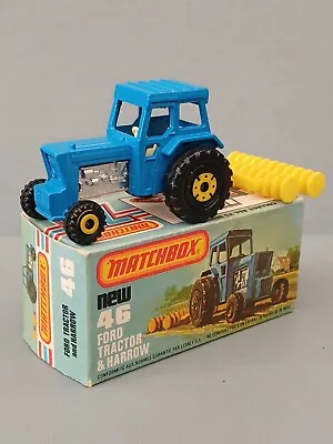 Matchbox Superfast No. 46 Ford Tractor And Harrow VNMIB. RARER YELLOW WHEELS  • £39.95