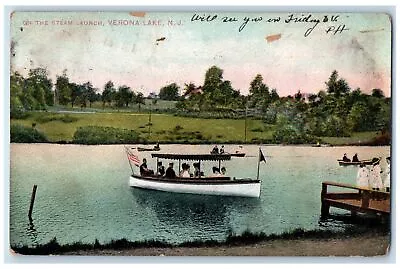 1909 On The Steam Launch Verona Lake Scene New Jersey NJ Posted Vintage Postcard • $29.95