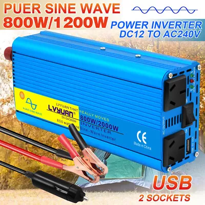 800W 2000W Power Inverter Pure Sine Wave Converter DC 12V To AC 240v Trip Car • $71.99