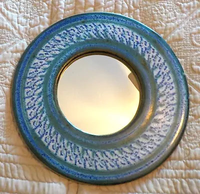 RARE 2000 WIZARD Of CLAY Mirror 11  Blue & Green Glaze Hand Crafted Pottery • $179.99