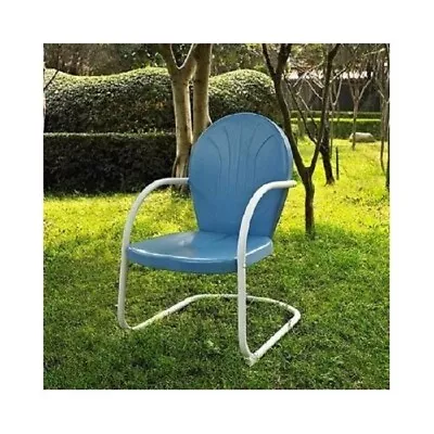 Metal Vintage Patio Lawn Furniture Retro Clam Shell Chair Spring Base Deck Porch • $119.75