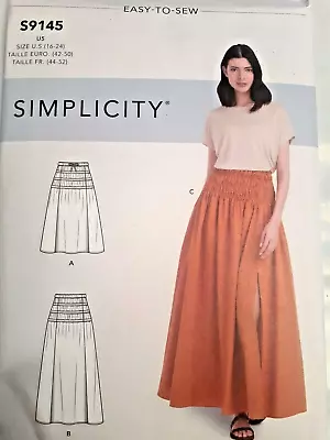 Skirt Maxi Long 16 - 24 Simplicity S9145 9145 Sewing Pattern Elastic Waist Easy • $10.79