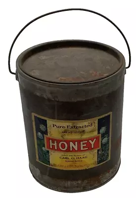 Vintage Tin Steel Honey Pail • $15