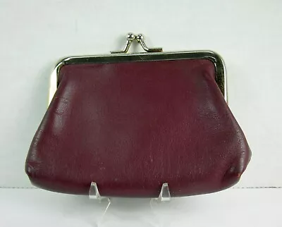 Vintage Nappa Leather Cowhide Kiss Lock Change/Coin Purse • $14.95