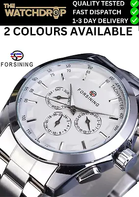Men's Wristwatch Mechanical Automatic Watches Chronograph Steel  Luxury Watch UK • £31.99
