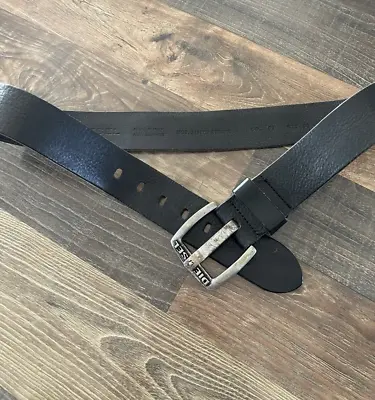 Diesel Belt Black Genuine Leather Belt Gunmetal Made In ITALY Size 80 Y2K • $50.15