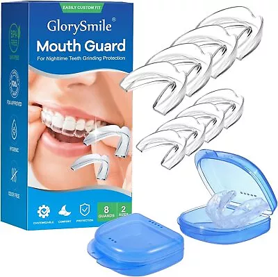 Anti Grinding Night Mouth Guard 8 Guards (Large - Medium) 2 Travel Cases Trim • $10.99