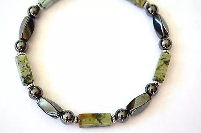 Mens Womens Magnetic Hematite AFRICAN TURQUOISE Therapy Bracelet Anklet 1-2 Row • $34.99