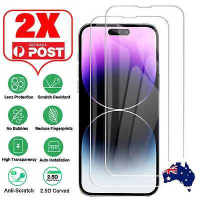 $2.85 • Buy 2X Screen Protector For IPhone 14 13 12 11 Pro XS Max XR X 8 7 6s Plus 9H Glass