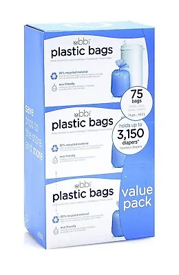 Ubbi Diaper Pail Bags Ubbi Plastic Bags 75 - Pack 3 - Count NEW • $25.99