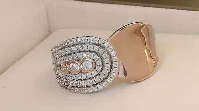 Antique Vintage Style 18ct Rose Gold On Fine 925 Silver Wide Band Cz Zircon • £16.99