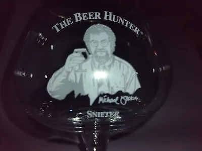 The Beer Hunter Michael Jackson With Snifter Brandy Cognac Glass Platinum MINT • $39.99