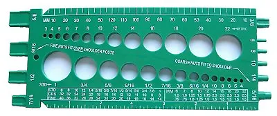 Nut Bolt Size & Thread Size Gauge Fractional And Metric StainlessTown Green • $9.99