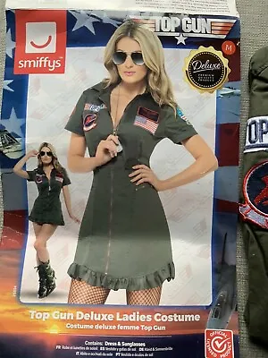 £20 • Buy Ladies Deluxe Top Gun Fancy Dress Costume Aviator Pilot Womens Outfit Maverick